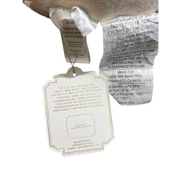 PB Pottery Barn Teen Emily & Meritt Glitter Critter Bunny Rabbit Decor Pillow - Picture 7 of 8